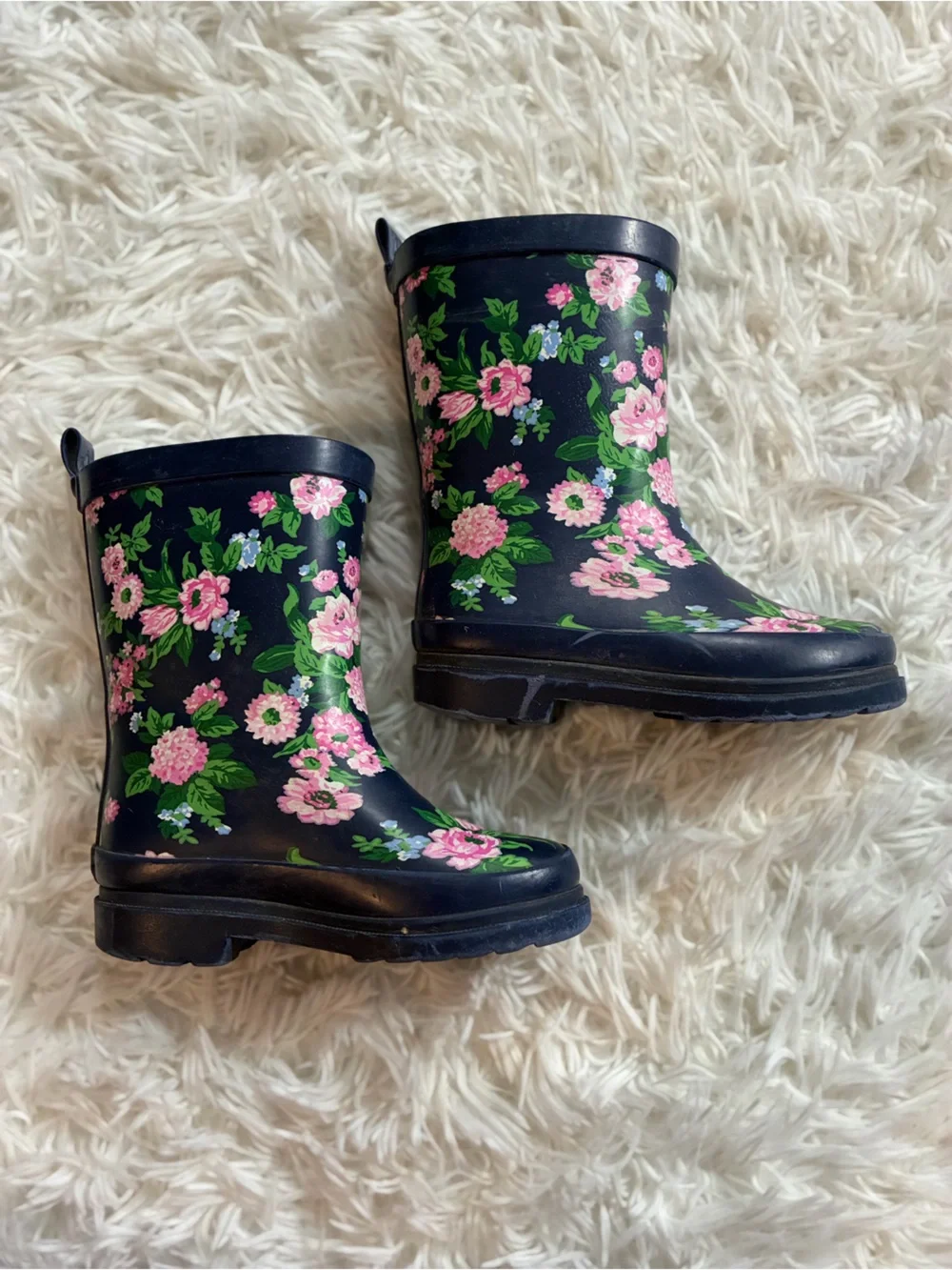 Janie & Jack Merchant Marine Floral Spring Rain Boot Navy Blue Toddler Girls 7
